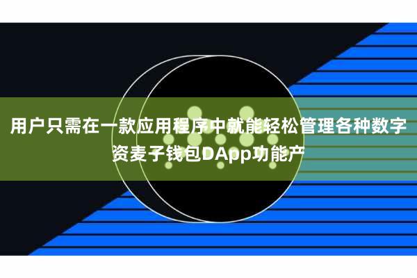 用户只需在一款应用程序中就能轻松管理各种数字资麦子钱包DApp功能产